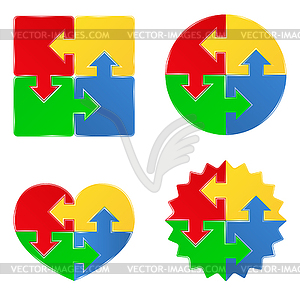 Головоломки формы со стрелками - векторная иллюстрация