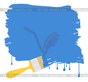 Blue background with yellow paintbrush - stock vector clipart