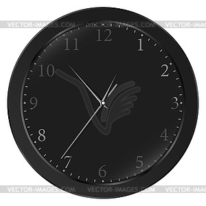 Black wall clock - vector image