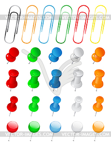 Push Pins and Paper Clips - vector clipart