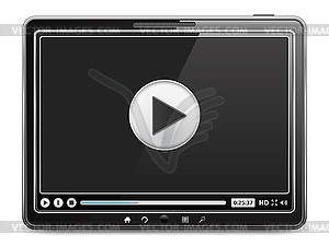 Tablet Computer with Video Player - vector clipart