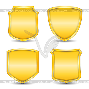 Four Golden Shields - vector clipart