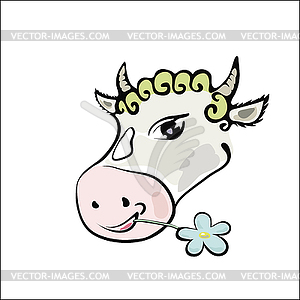 Colorful picture with cow - color vector clipart