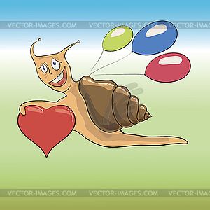Snail with heart - vector clipart / vector image