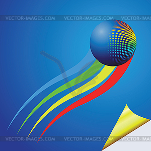 Blue background with color sphere - vector image