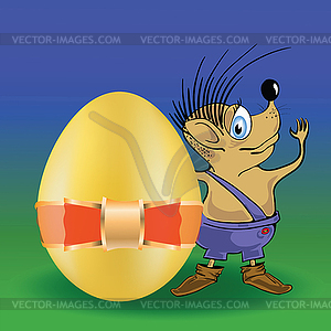 Hedgehog and easter egg - vector clip art