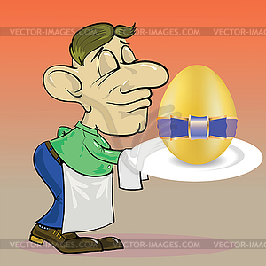 Waiter and easter egg - vector clipart / vector image