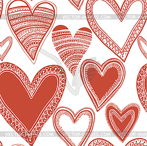 Seamless red heart pattern - vector clipart