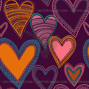 Colorful seamless heart pattern - vector clipart