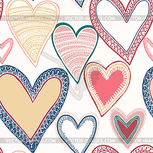 Colorful seamless heart pattern - vector image