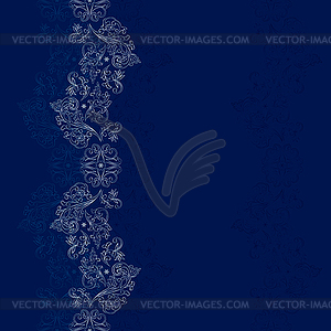 Blue silver floral vintage seamless pattern - vector clipart