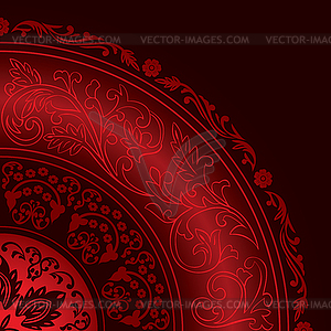 Decorative red frame with vintage round patterns - vector clip art