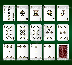 Playing cards . All Clubs - vector clipart