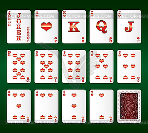 Playing cards . All Hearts - vector EPS clipart