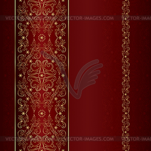 Red gold floral vintage seamless pattern - vector clip art