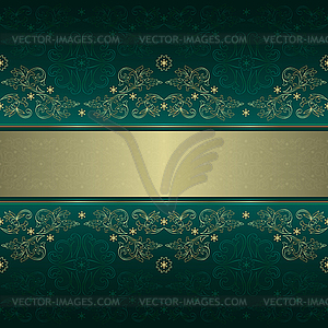 Green gold floral vintage seamless pattern - vector clipart