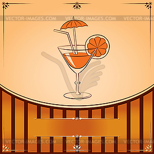 Cocktail glass with orange - vector image