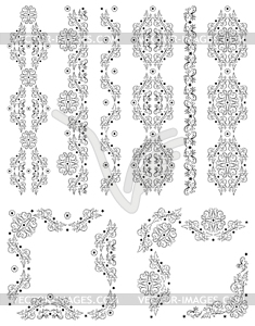 Set of borders, decorative floral elements for - royalty-free vector clipart