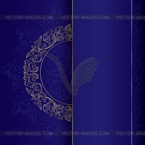 Gold vintage floral patterns on violet background - vector image