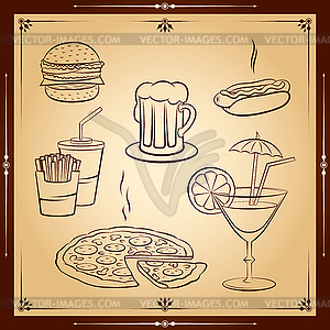 Fast food icon set.  - vector clipart