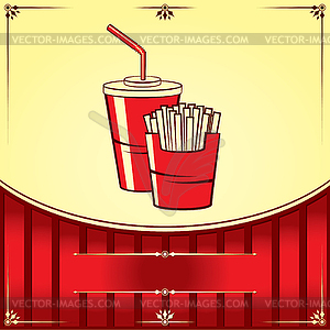 Fast food with cola and fries.  - vector image