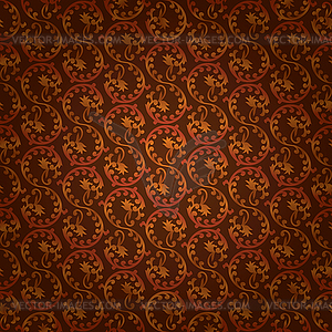 Brown vintage floral seamless pattern - color vector clipart