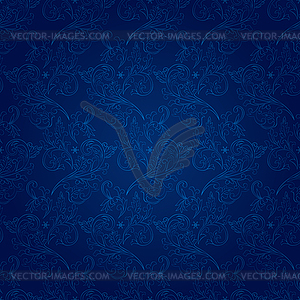 Vintage floral seamless pattern on blue - vector image