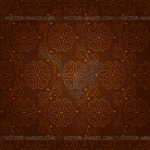 Vintage floral seamless pattern on brown - vector clip art