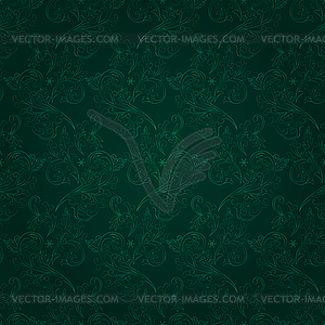 Vintage floral seamless pattern on green - vector image