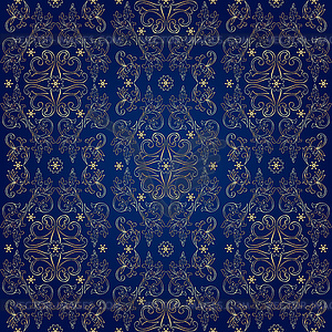 Floral vintage seamless pattern on blue background - vector image