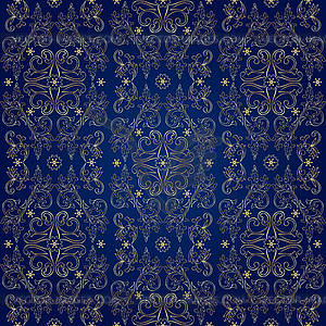 Floral vintage seamless pattern on blue background - vector image