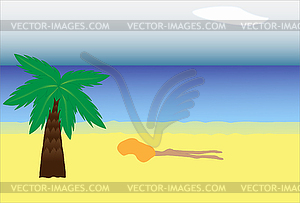 Wild beach on the island - vector clipart