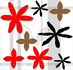 Black and red flowers on a white background - vector image