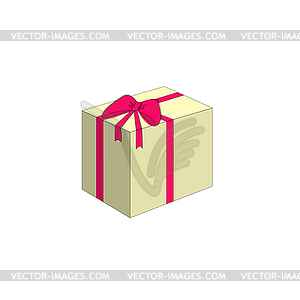 Gift box with pink bow isolated on white - vector image