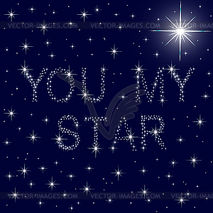 You my star starry blue sky - vector clip art