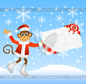 Monkey with gift card - vector clip art