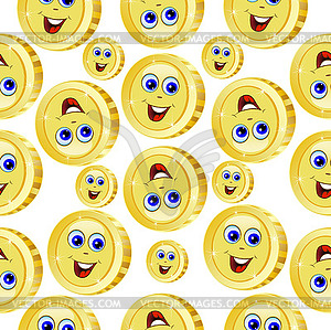 Seamless background with funny coins - vector clip art