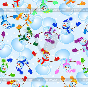 Seamless background with snowman - vector clip art