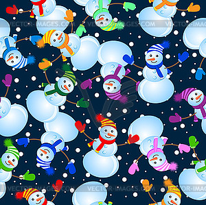 Seamless background with snowman - vector image