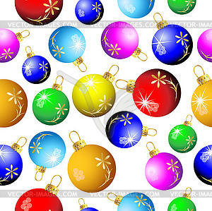 Seamless Christmas background with colorful balls - vector image