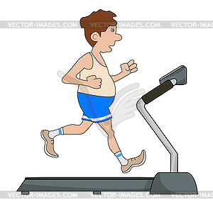 Man is engaged on treadmill - vector clipart