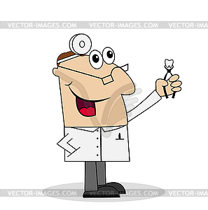 Male doctor shows yank out - vector clipart