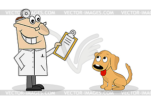 Man is veterinarian and dog - vector clipart