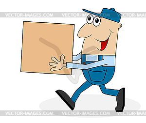 Man carrying big box - vector image