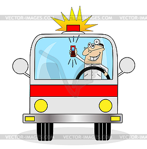 Male doctor in hurry to call - vector clipart