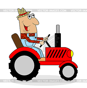 Male farmer rides tractor - vector clip art