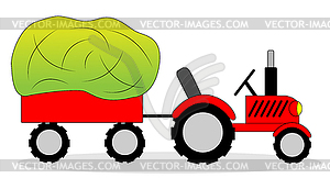 Tractor and hay wagon - vector image