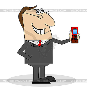 Business man with phone in hand - vector image