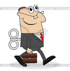 Business man with briefcase and key - vector clipart