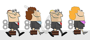 Business people with briefcases and keys - vector clip art